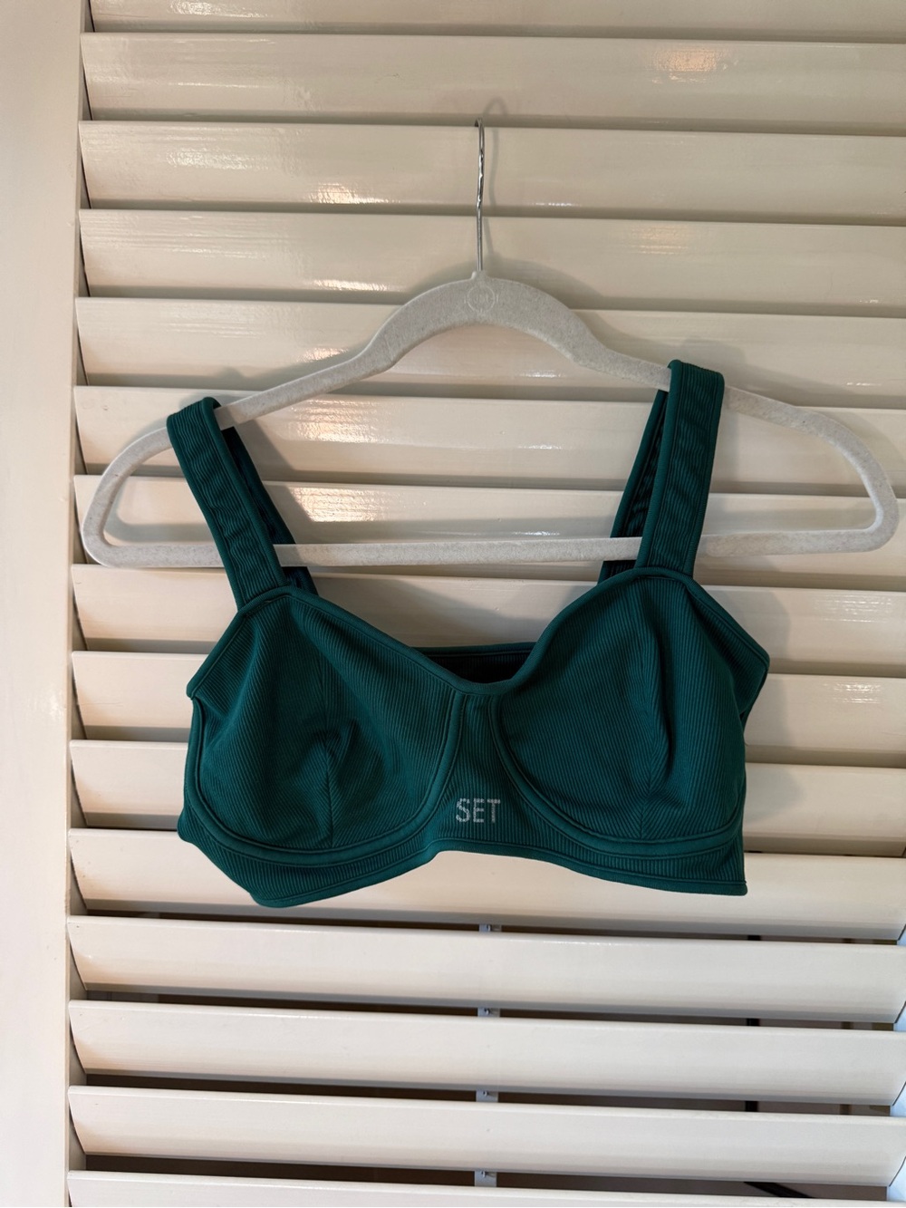 SET Active Teal Ribbed Underwire Sports Bra Top